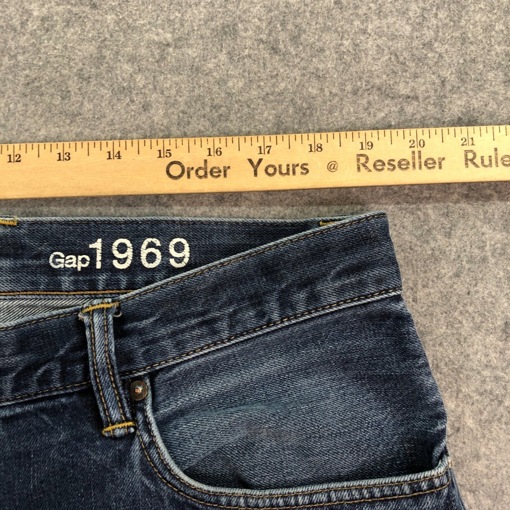 GAP 1969 Mens Jeans 38x34 Standard Straight Leg Blue Dark Wash Cotton Denim - Picture 9 of 15